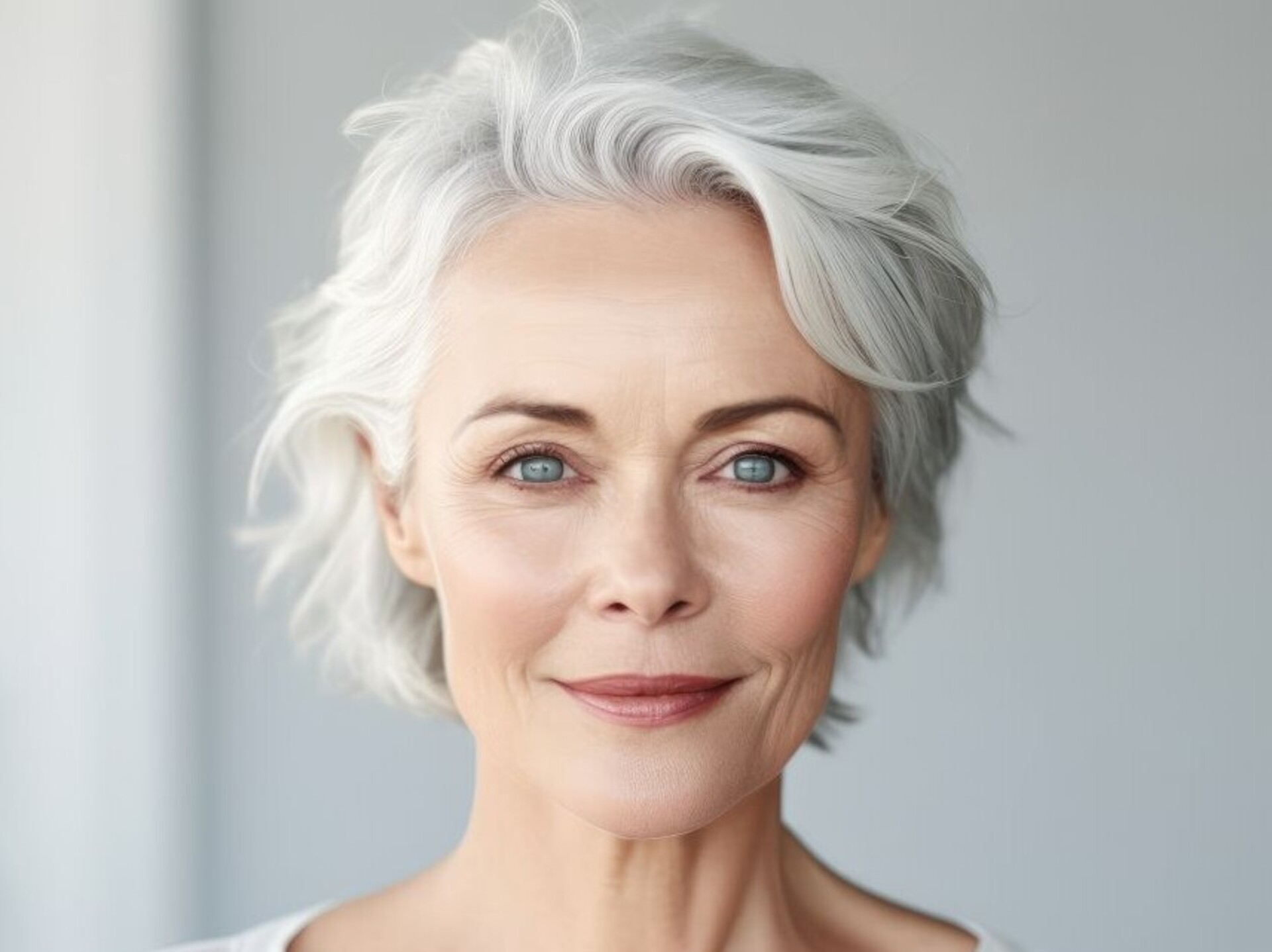 Phenol-Peeling: Porträt von Frau mit grauen Haaren